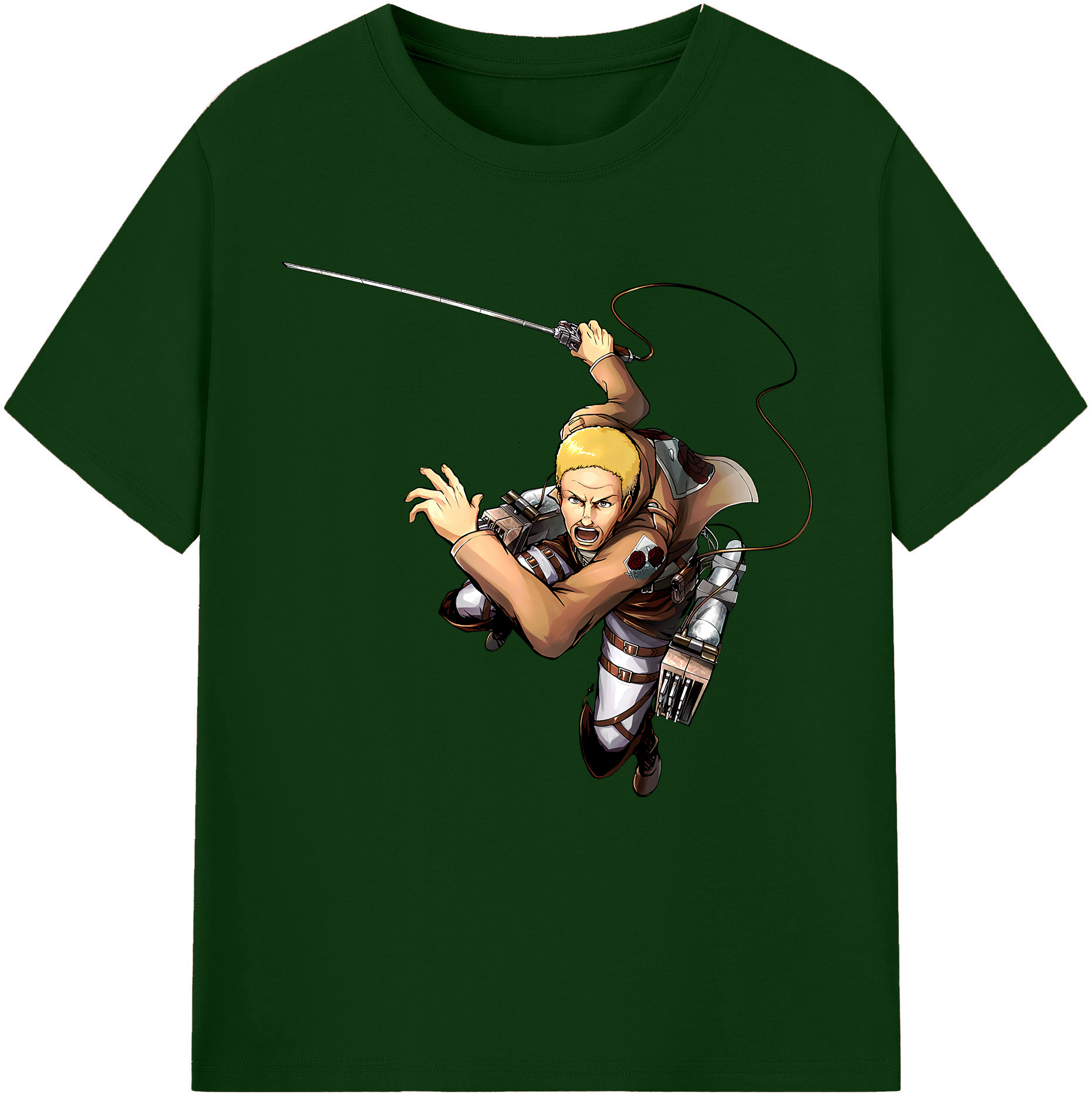 （画像用） 進撃の巨人 ハンネス Attack on Titan Hannes 綿100％半袖Tシャツ（フロントプリント）